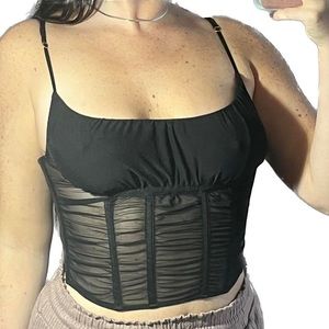 Black Mesh Cropped Corset Top🎲
